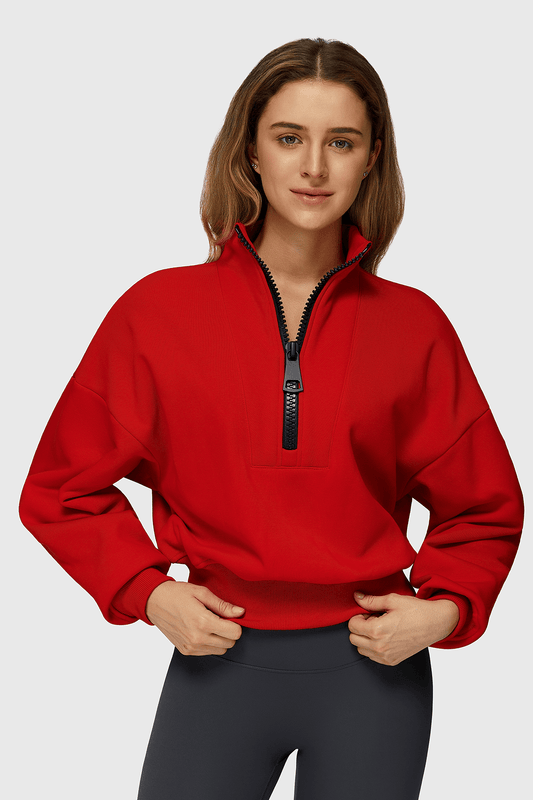 Fleece Half-Zip High Neck Sweatshirt