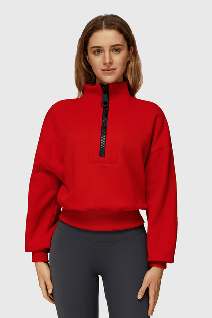 Fleece Half-Zip High Neck Sweatshirt