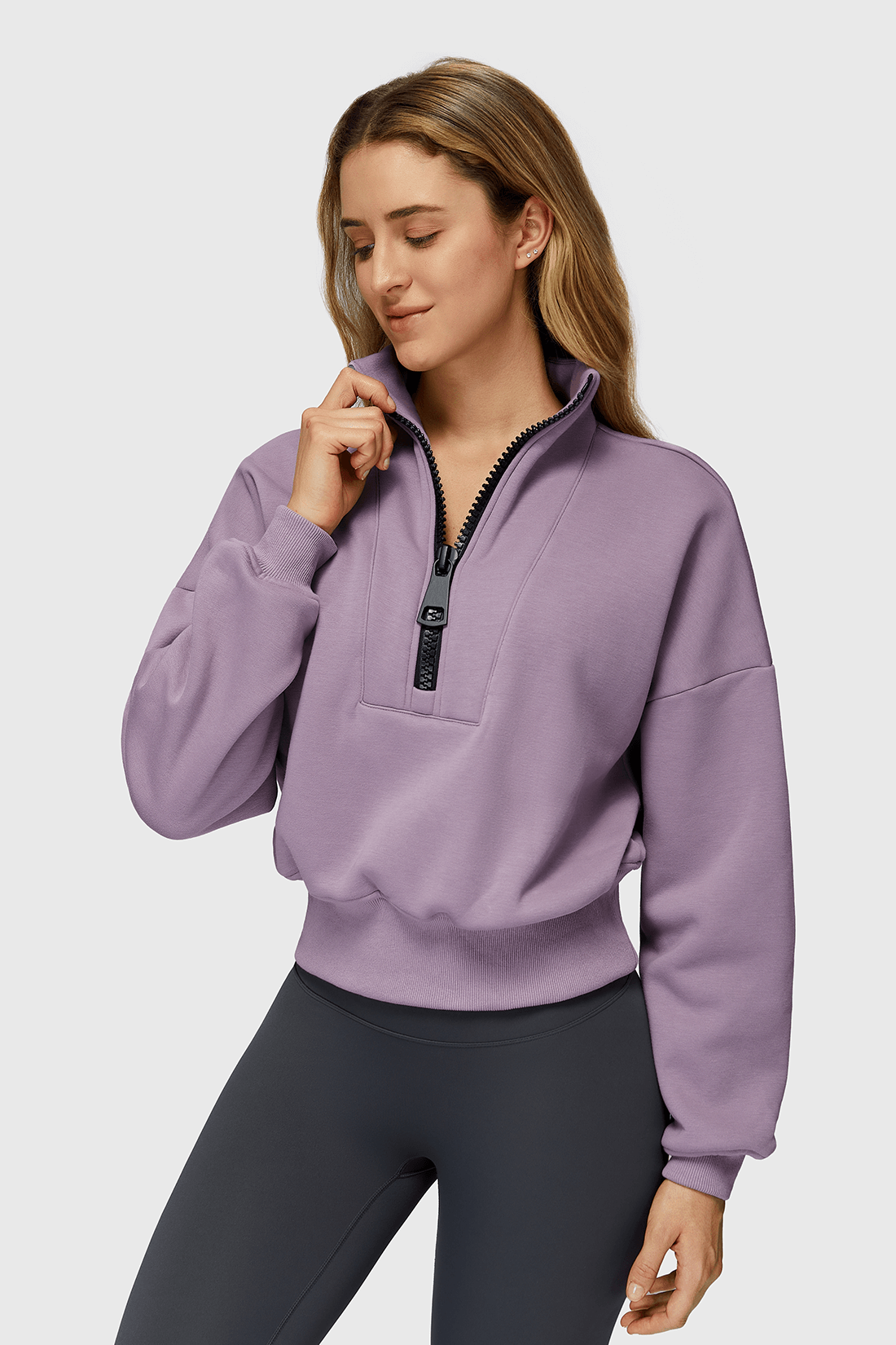 Fleece Half-Zip High Neck Sweatshirt