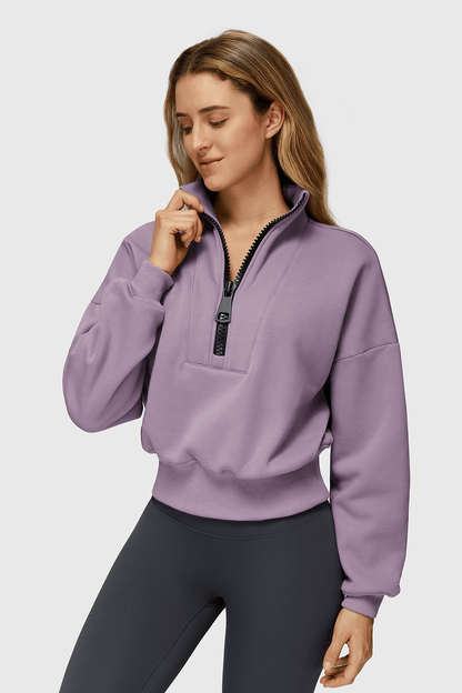 Fleece Half-Zip High Neck Sweatshirt