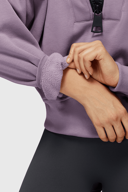 Fleece Half-Zip High Neck Sweatshirt