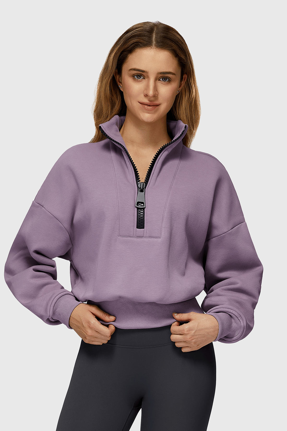 Fleece Half-Zip High Neck Sweatshirt