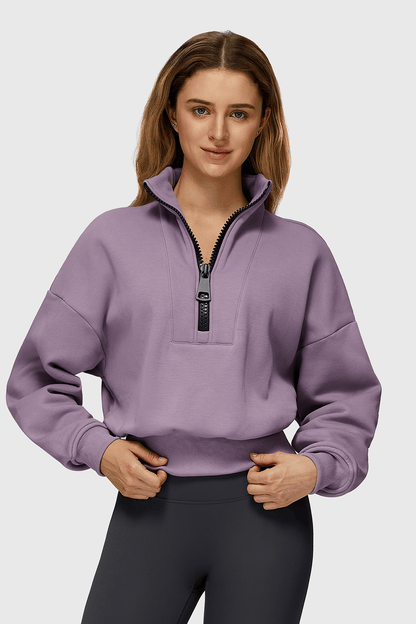 Fleece Half-Zip High Neck Sweatshirt