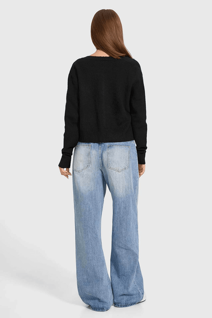 Knit Round Neckline Cardigan