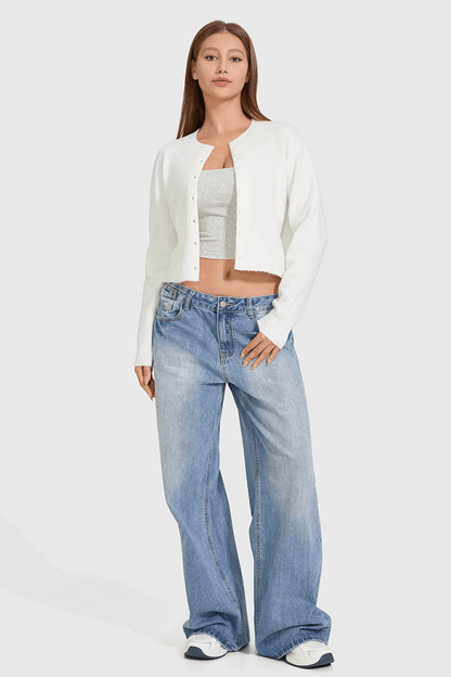 Knit Round Neckline Cardigan