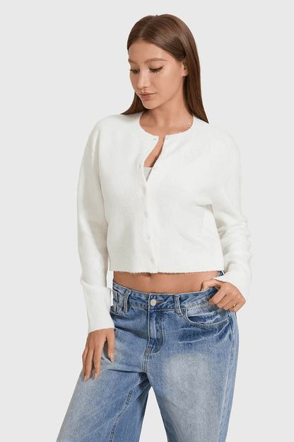 Knit Round Neckline Cardigan