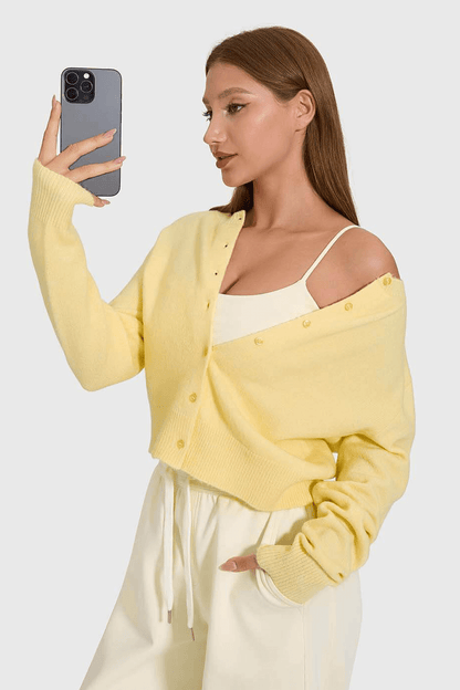 Knit Round Neckline Cardigan