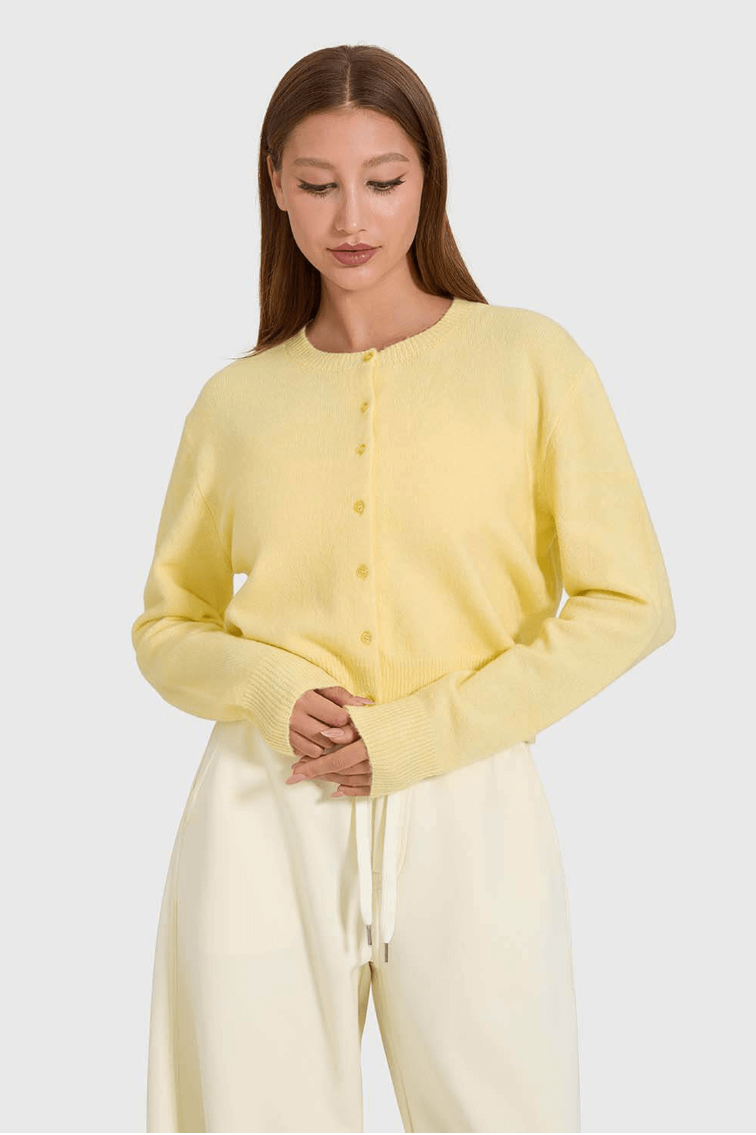 Knit Round Neckline Cardigan