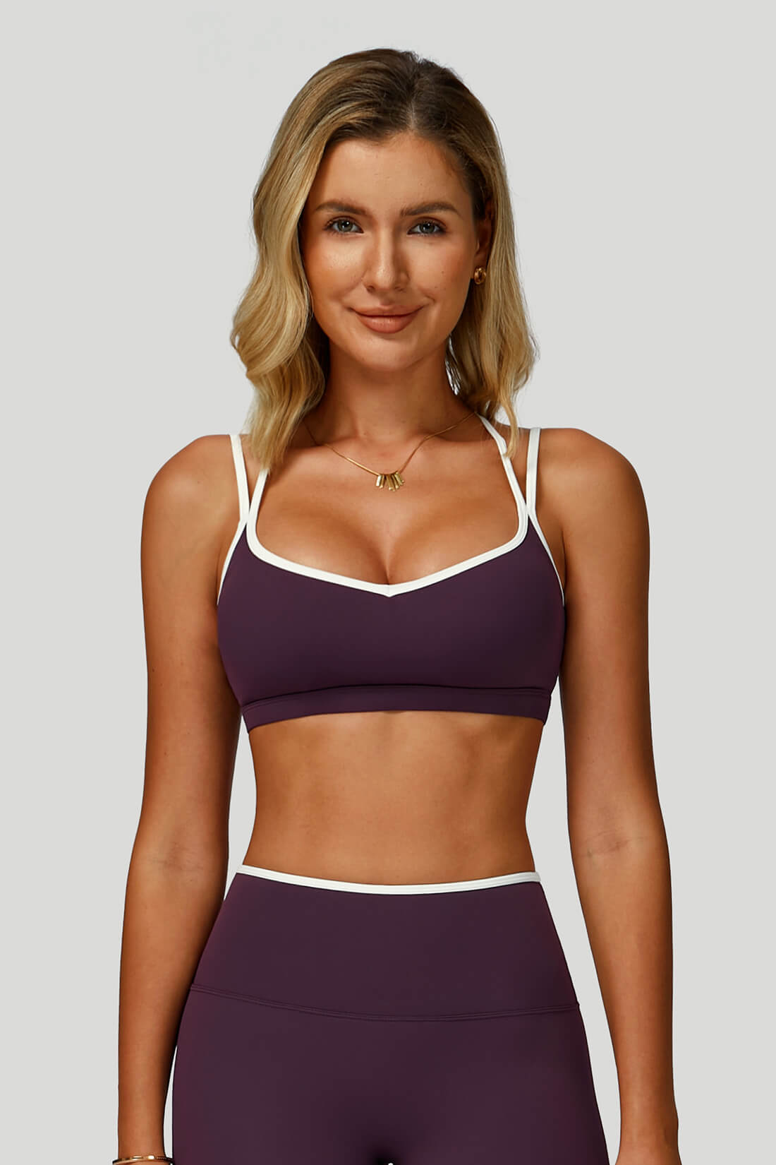 Contrast Cross-Back Yoga Bra