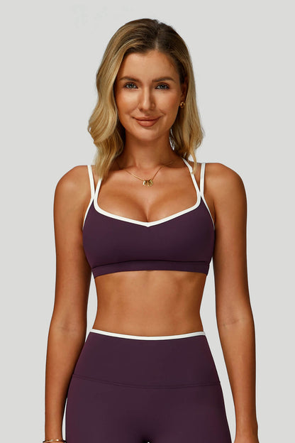 Contrast Cross-Back Yoga Bra