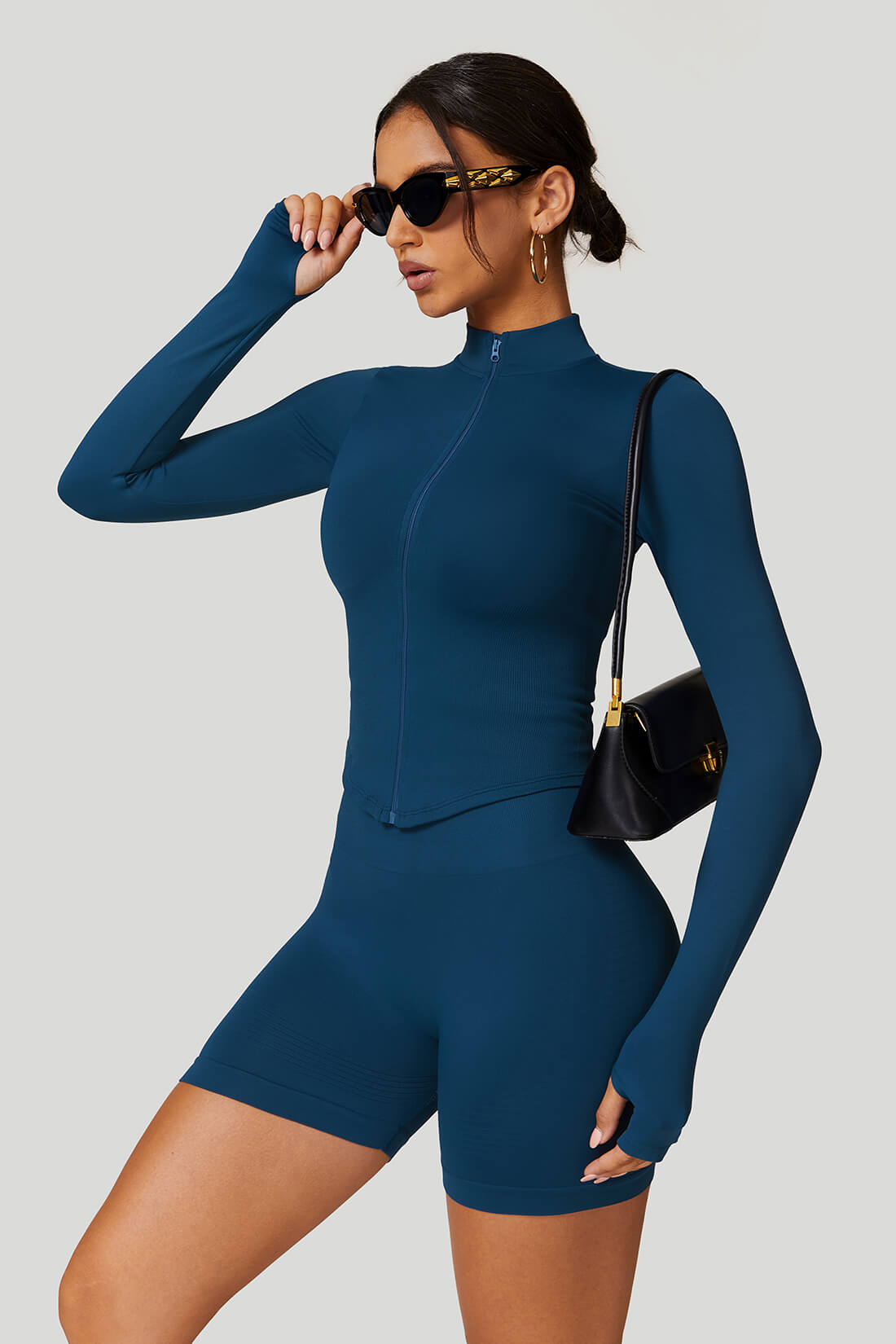 Quick Dry Long‑Sleeve Yoga Jacket with Zipper