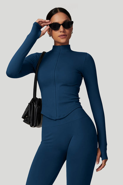 Quick Dry Long‑Sleeve Yoga Jacket with Zipper