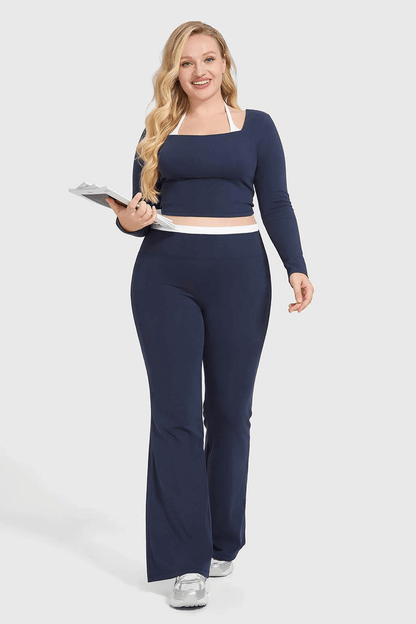 Color Block Square-Neck Fitted Top