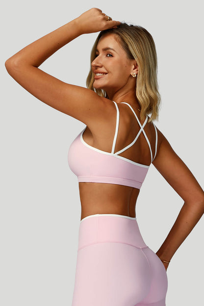 Contrast Cross-Back Yoga Bra