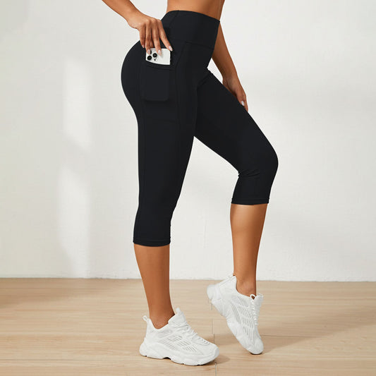 SILIX High Waisted Butt Lifting Tummy Control Pocket Shaping Capri Training Leggings