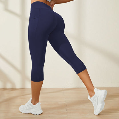 SILIX High Waisted Butt Lifting Tummy Control Pocket Shaping Capri Training Leggings