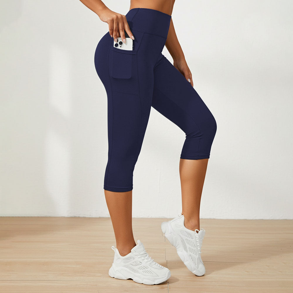 SILIX High Waisted Butt Lifting Tummy Control Pocket Shaping Capri Training Leggings