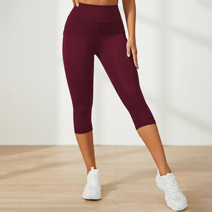 SILIX High Waisted Butt Lifting Tummy Control Pocket Shaping Capri Training Leggings