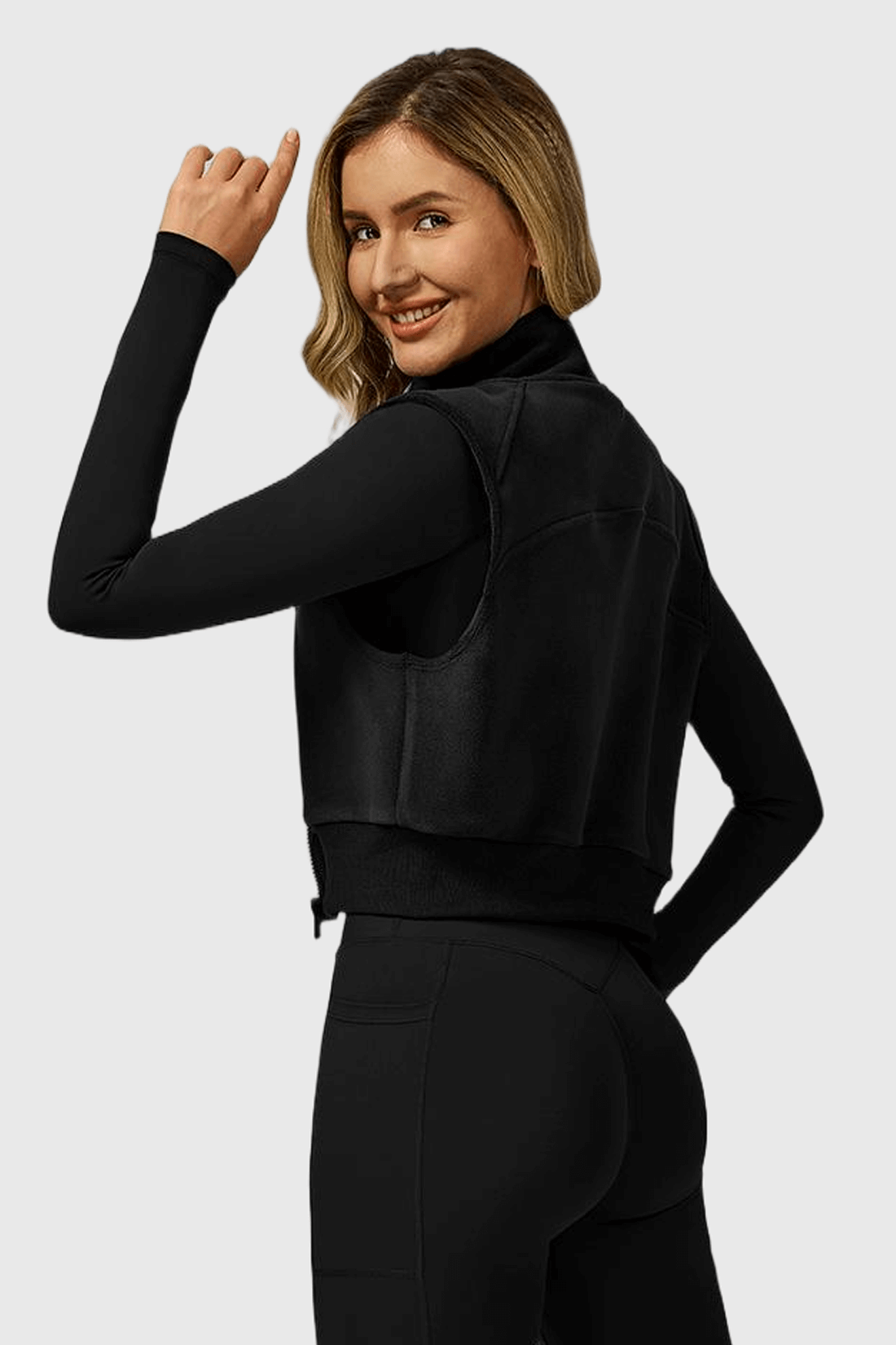 High Neck Fleece-Lined Sleeveless Zipper Vest