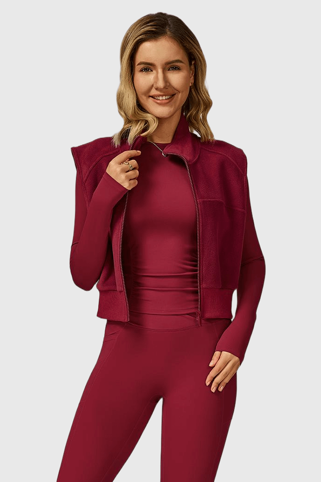 High Neck Fleece-Lined Sleeveless Zipper Vest