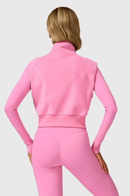 High Neck Fleece-Lined Sleeveless Zipper Vest