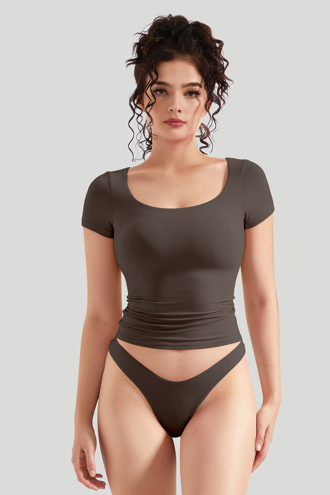 Square Neck Stretch Short Sleeve T-Shirt