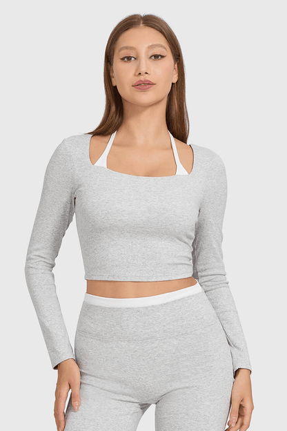 Color Block Square-Neck Fitted Top