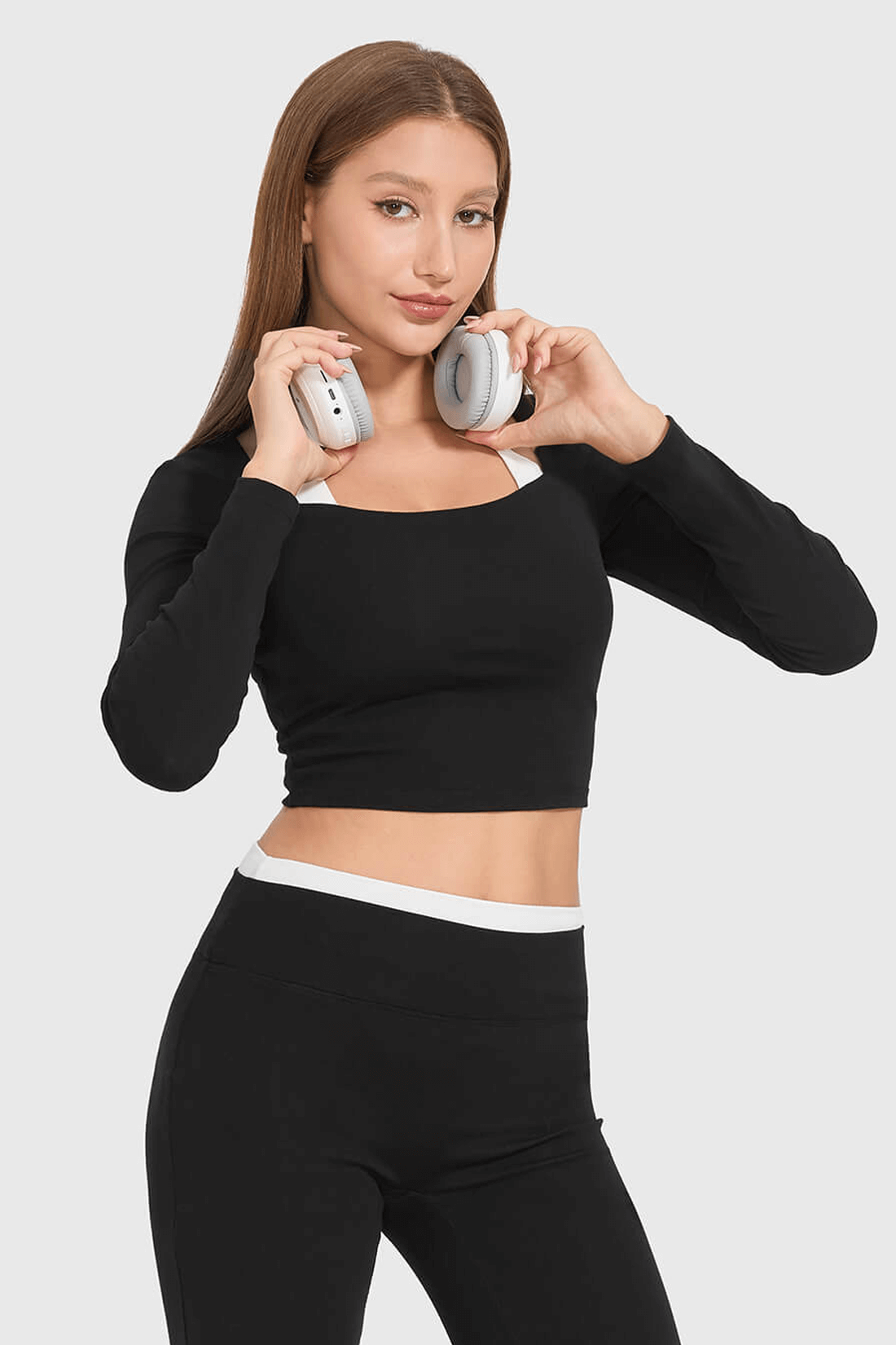 Color Block Square-Neck Fitted Top